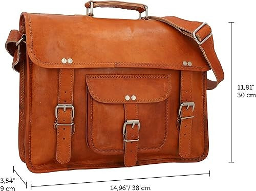 Craftshades – 11*15 Inch Single Pocket Double Strip Handcrafted Satchel goat Leather Bag | 100% Genuine Leather