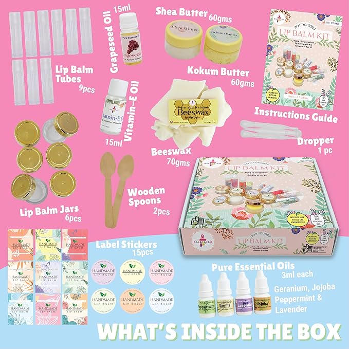 Kalakaram Diy Lip Balm Making Kit - Make 15 Lip Balms | Diy Kit for Kids | Activity Kit for Kids