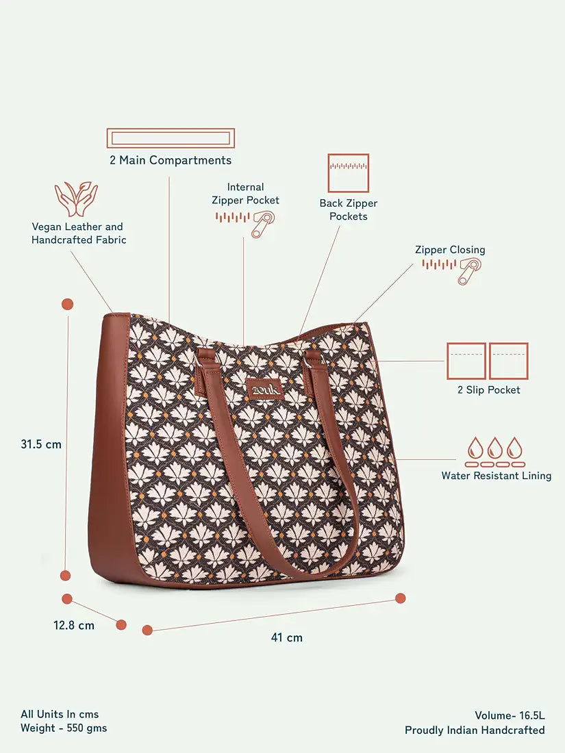 Zouk Women's Getaway Handbag Jute & Leather Handcrafted Tote Bag
