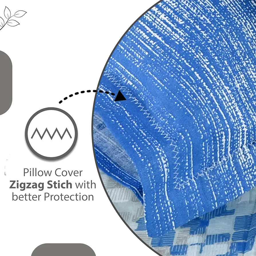 Divine Casa 144 TC 100% Pure Cotton Queen Size Double Bed Bedsheet with 2 Pillow Covers Geometric Pixel Colour Blue White