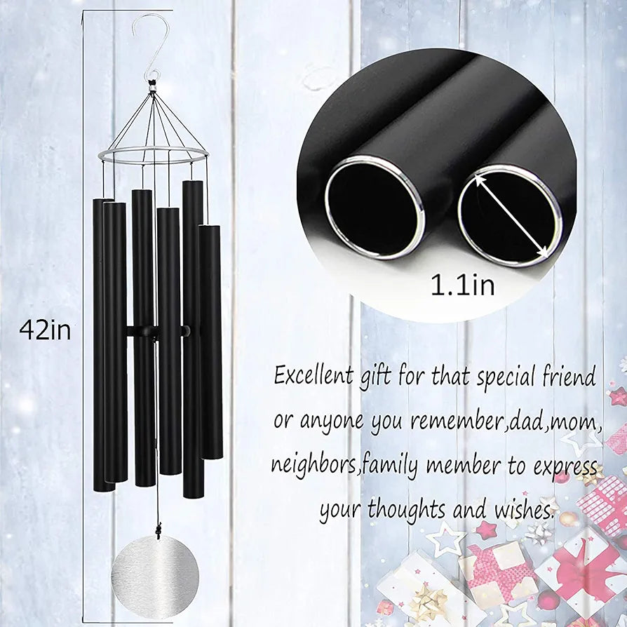 Loving Basso Metal Wind Chimes Outdoor Large Deep Tone 45In Large Matte Black