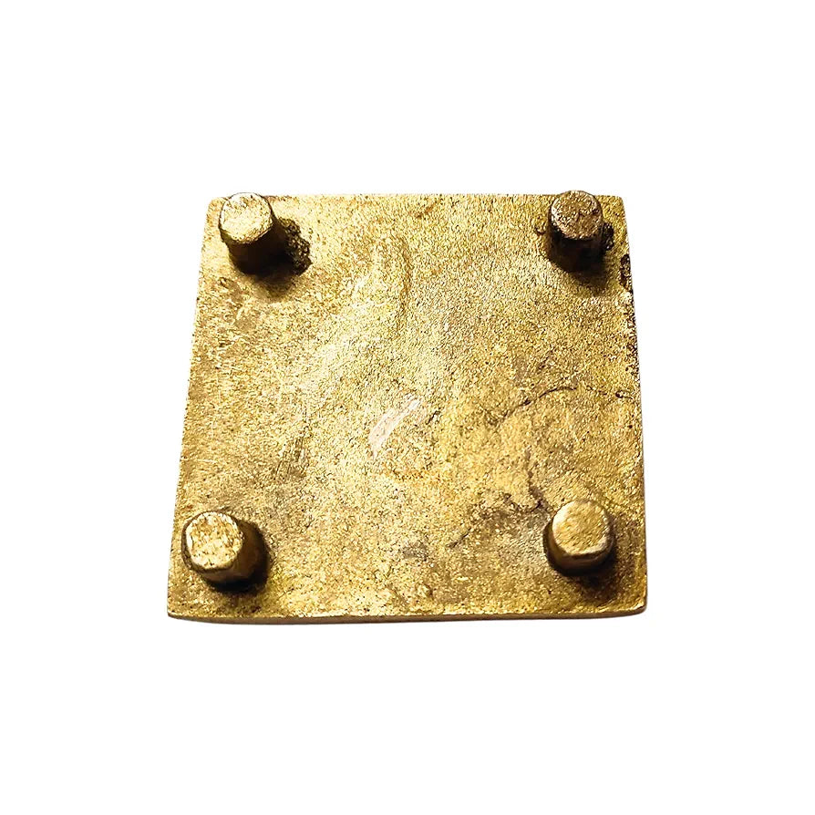 anciently Brass Pooja Chowki Square with Flower Design | Sqaure Brass Chowki for Puja, Brass, Gold Colour, 1 Piece