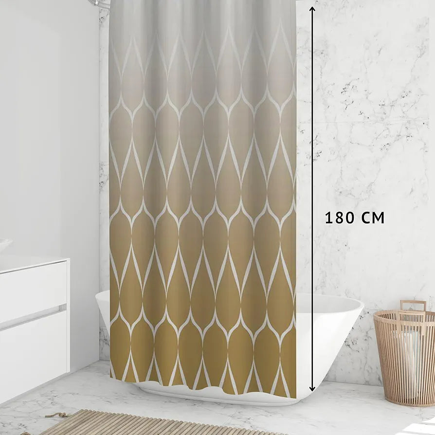 Homethreads Printed Blackout Embrace Luxury with Our 6-Feet Long Premium Polyester Shower Curtain with 12 Hooks for a Lavish Bathroom Machine Washable Gold