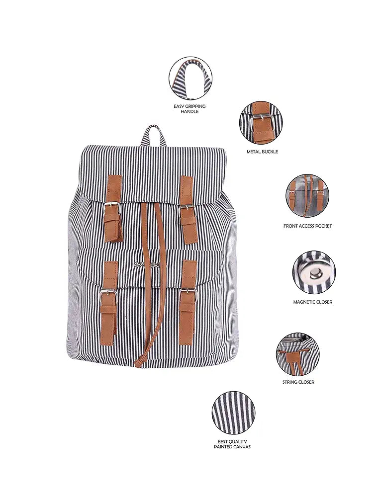 Astrid Canvas Girls Backpack Medium Size Color Grey