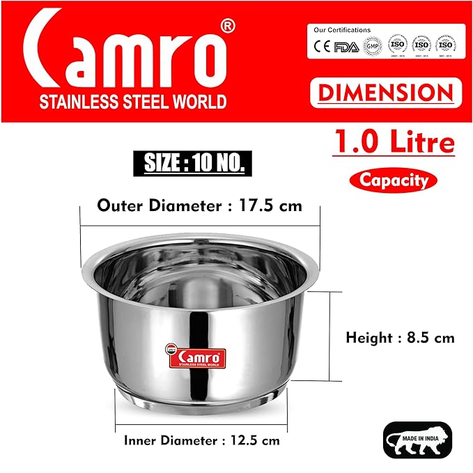 Camro Induction Bottom Tope (10 No, 1 Liters) Encapsulated Bottom Container Tope Patila Bhagona