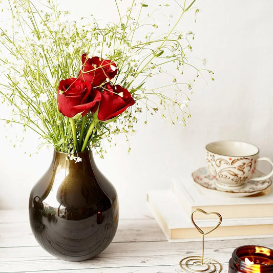 Behoma Metal Flower Vase Brass Colour Small Flowers not Included