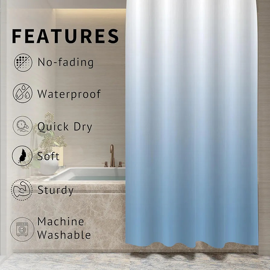Homethreads Embrace Luxury with Our 6-Feet Long Premium Polyester Shower Curtain with 12 Hooks for a Lavish Bathroom Ambiance Blackout Stylish Splendid and Perfectly Sized Blue Colour
