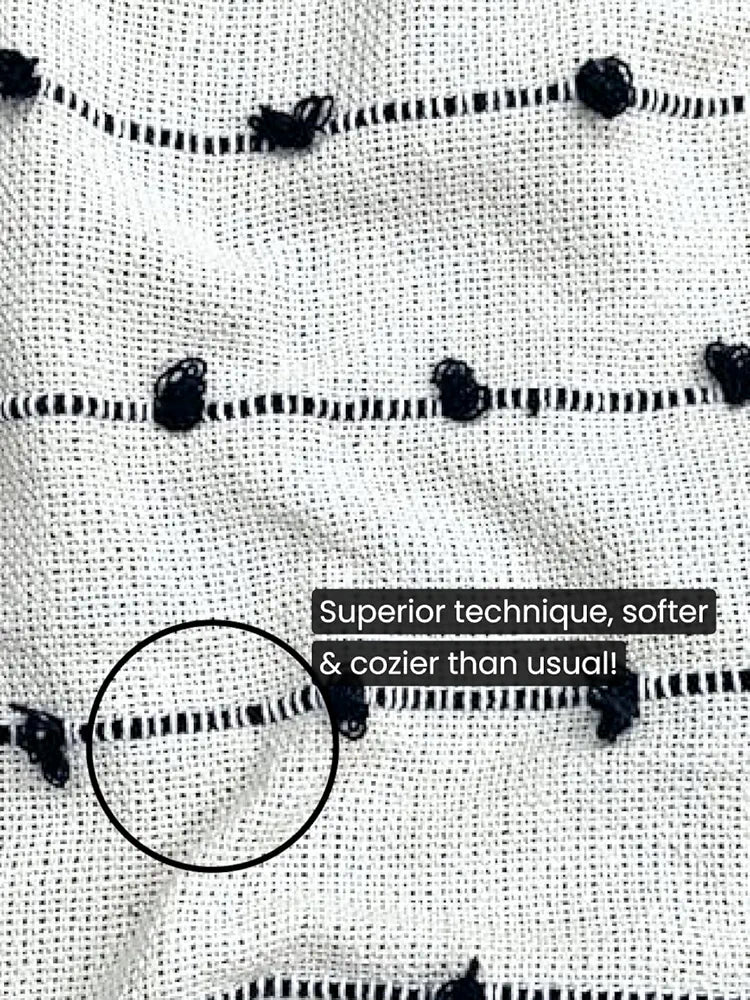 Sajavat Home Hand Knitted Pure Cotton 3 Seater Sofa Throw Colour Beige & Black