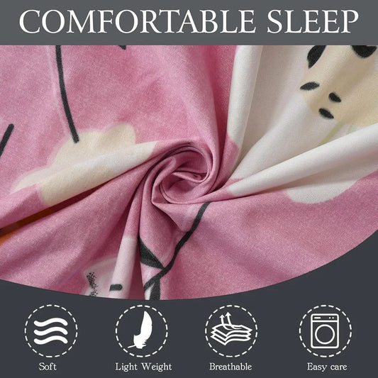 Fresh From Loom Elastic Fitted Floral Bed Sheets Bed Covers Soft Glace Cotton Fitted Bedsheet King Size Bed With Two Pillow Cover,144 TC Punch Pink