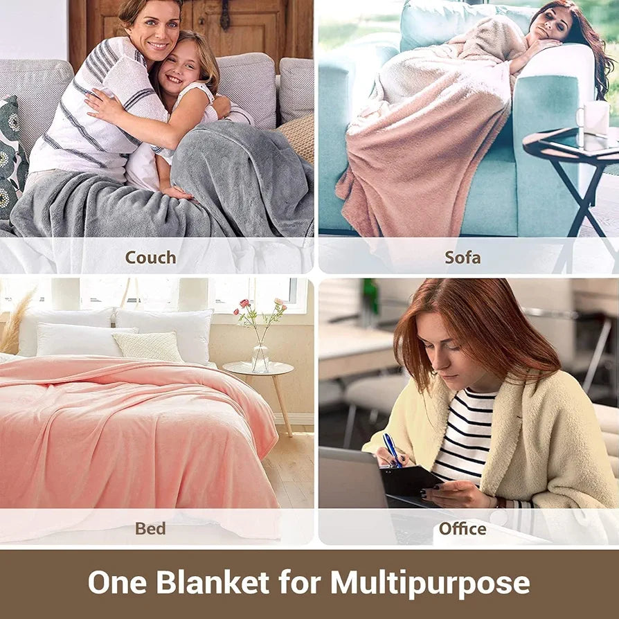 Cloth Fusion Polar Fleece AC Blanket for Winter Single Bed Soft Woolen Blanket for Travel & Sleeping Dark Green