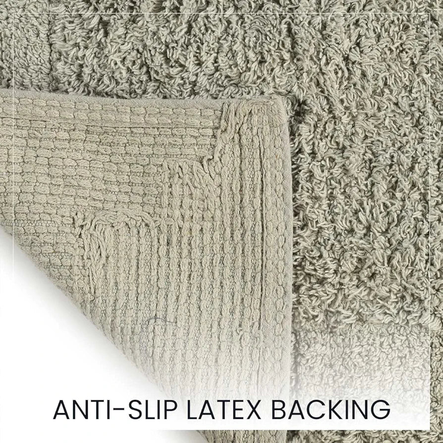 Sashaa World Solid Anti-skid Cotton Bathmat And Contour Set For Bathroom Colour Grey (Pack Of 2)