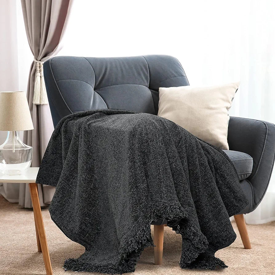 Sashaa World Soft Chenille Throw Colour Charcoal