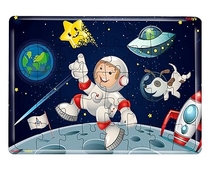 Fiddlys 40 Pcs Paperless Wooden Jigsaw Puzzle for Boys & Girls Learning Educational Toy for 4 Years and Above | Space Hero & Astronaut