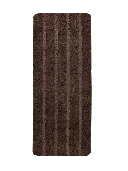 Saral Home Easy Living Home Striped Soft Microfiber Durable&washable Multipurpose Bedside Runner Colour Brown