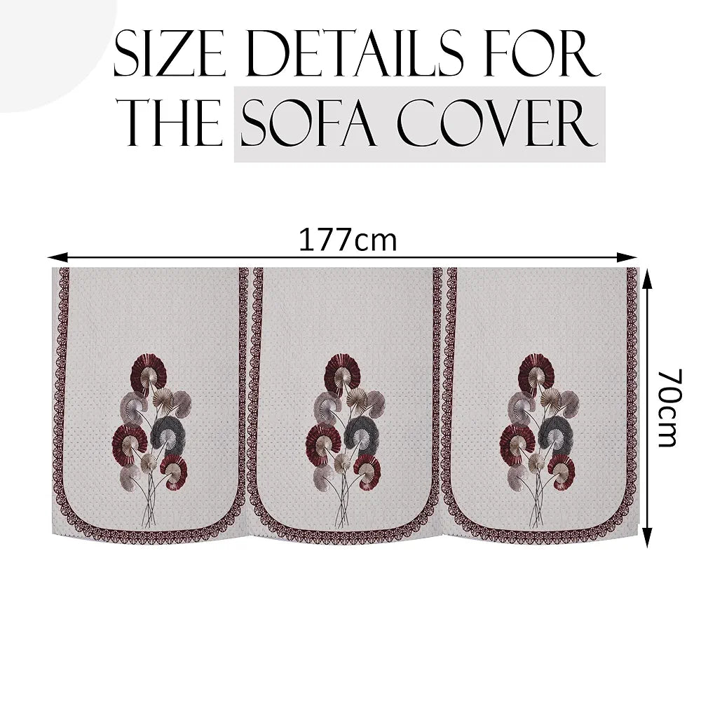 Kuber Industries Set of 6 Velvet 3 Seater Sofa Covers for Living Room Digital Flower-Cream & Brown