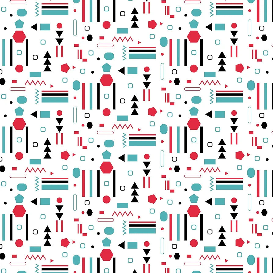 Divine Casa 144 TC Super Soft Cotton Bedsheet for Double Bed 144 Thread Count Abstract Colour Red Teal & White