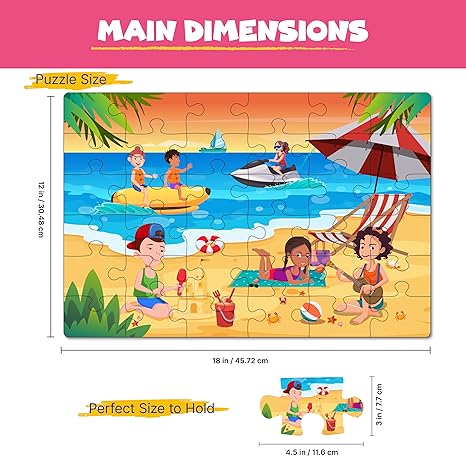 The Puzzl Co- Set of 2 Jigsaw Puzzles Game for Kids Beach & Contryside Cardboard Birthday Gift