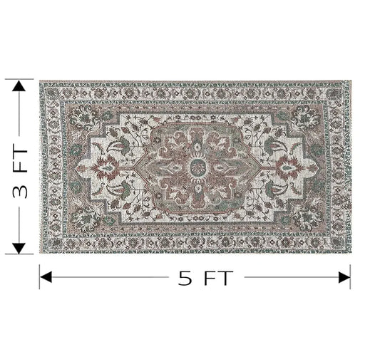 Sajavat Home Cotton Printed Rectangular Floor Rug Colour Sage green