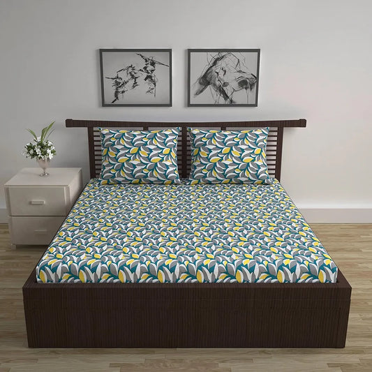 Divine Casa 144 TC 100% Cotton Bedsheet for Double Bed with 2 Pillow Cover Colour Rustic Brown