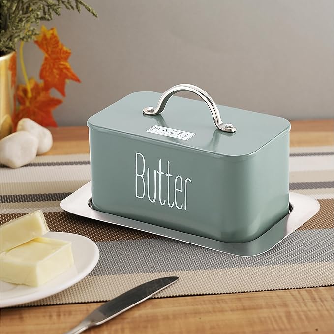 Hazel Butter Box Container with Handle Lid 500 gram Butter Dish with Cover