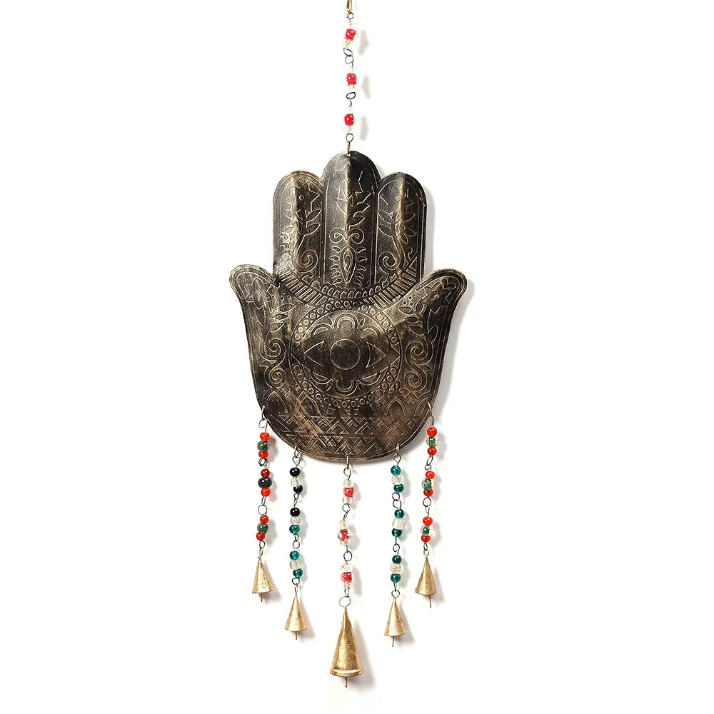 Duli Metal Hand Windchime Big Wall Hanging with Bells