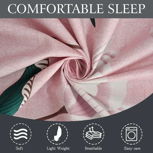 Fresh From Loom Single Bedsheet for Single Bed Floral Design Bed Spread with 1 Pillow Covers Multicolor 144 TC Flamingo