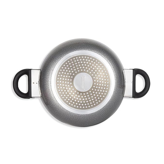 Fackelmann Granite Non- Stick Kadai with Lid 24 cm Grey Colour