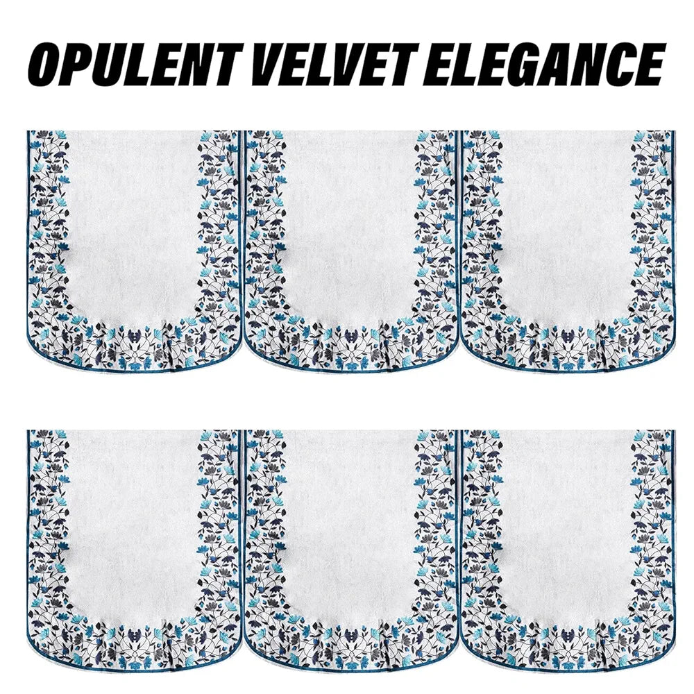 Kuber Industries 5 Seater Couch Cover Set Blue Digital Leaf Sofa Slipcover Gray