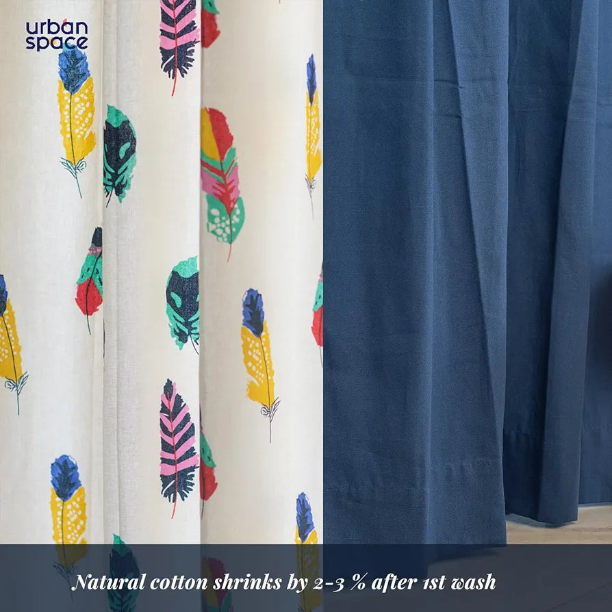Urban Space Printed Cotton Curtains for Door Combo Set of 3 Curtains Room Darkening Curtain Curtains Dream Catcher & Aura Indigo Colour