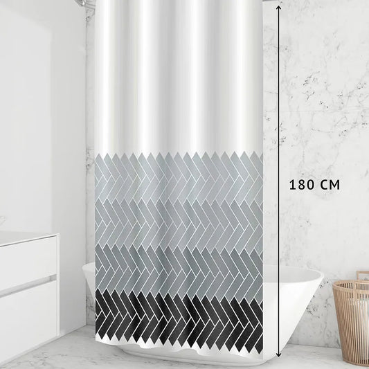 Homethreads Embrace Luxury with Our 6-Feet Long Premium Polyester Shower Curtain with 12 Hooks for a Lavish Bathroom Gray Colour