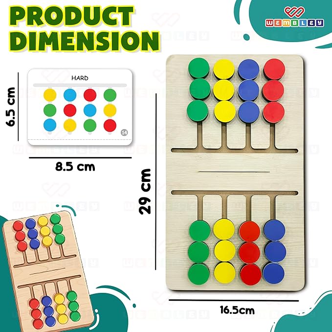 Wembley Montessori Slide Puzzle for Kids 4–8 Years Wooden Color & Pattern Matching