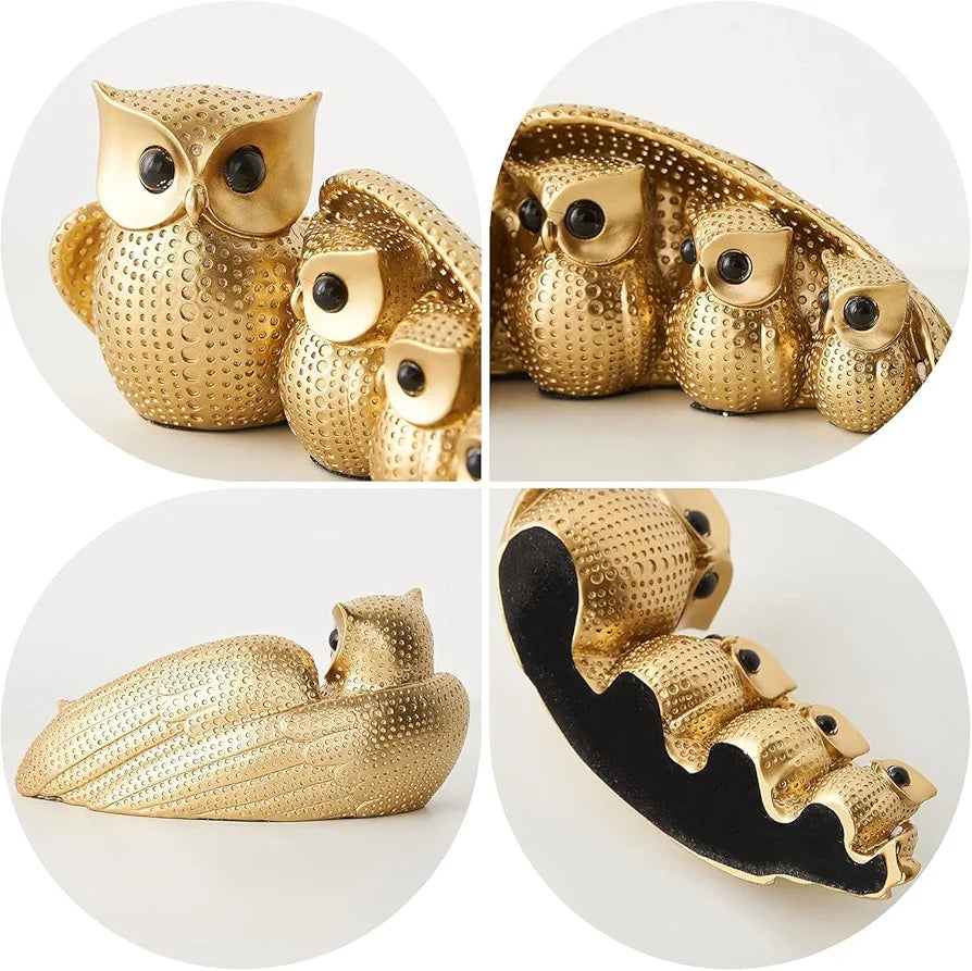 Xtore Golden Owl Family for Home Decor