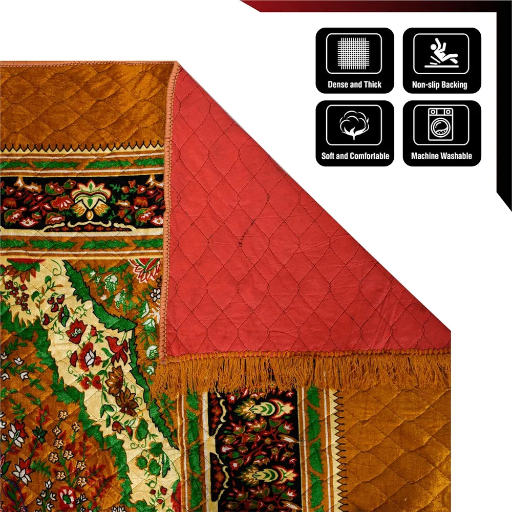 Kuber Industries Carpet Velvet Carpet-Rug for Home Decor Carpet Rug for Bedroom Golden