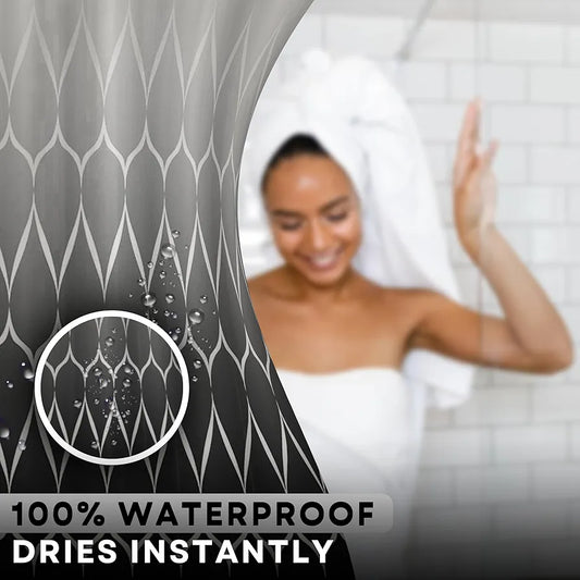 Homethreads Embrace Luxury with Our 6-Feet Long Premium Polyester Shower Curtain with 12 Hooks for a Lavish Bathroom Machine Washable Black