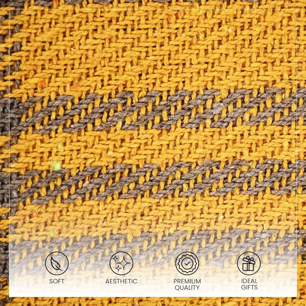 Sashaa World Soft Check Throw Blanket Colour Mustard