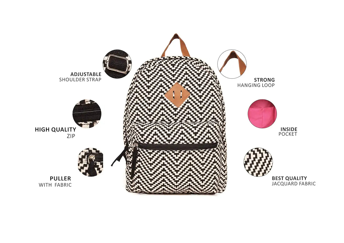 Astrid Canvas Girls Backpack Medium Size Colour White