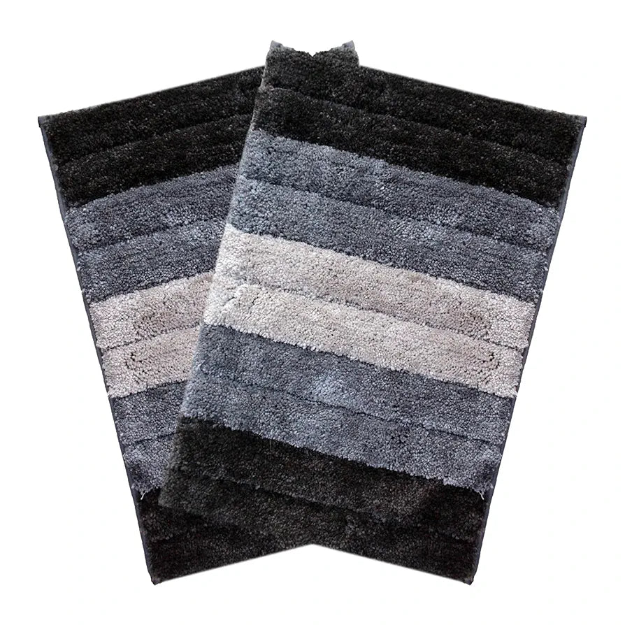 Luxe Home International Microfiber Rectangular Bath mat Soft Anti Slip Skid Luxury Mats 40X60 Cm Colour Shadow (Pack of 2)