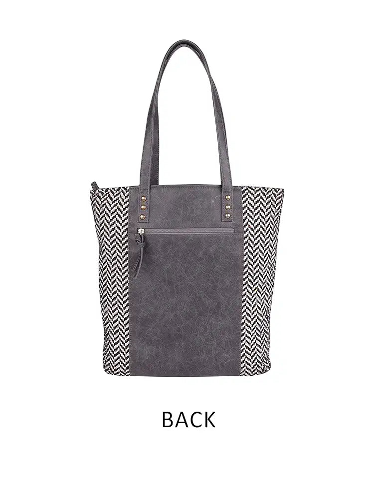 Astrid Women's Black PU Block Design Tote Bag With PU Strap