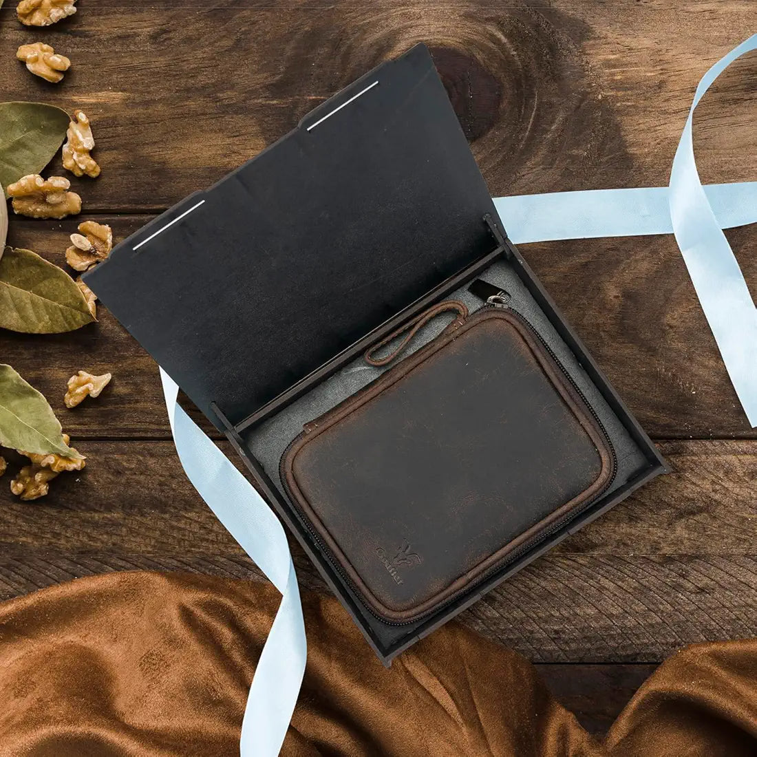 Goatter Genuine Leather Gift Hamper for Men,Tech Organizer for Travel and Daily Use,