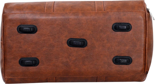 Leather World Duffle Bag for Travel with Shoe Pocket for Men and Women Made of Textured Leatherette with Attachable Shoulder Strap Cabin Bag