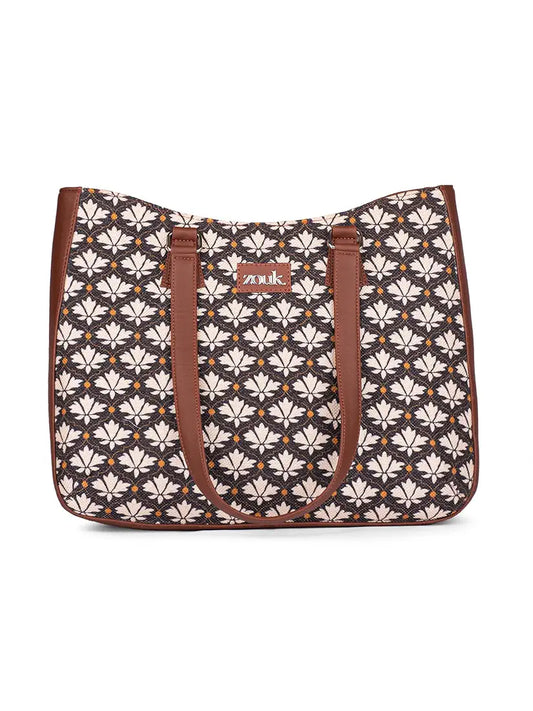 Zouk Women's Getaway Handbag Jute & Leather Handcrafted Tote Bag