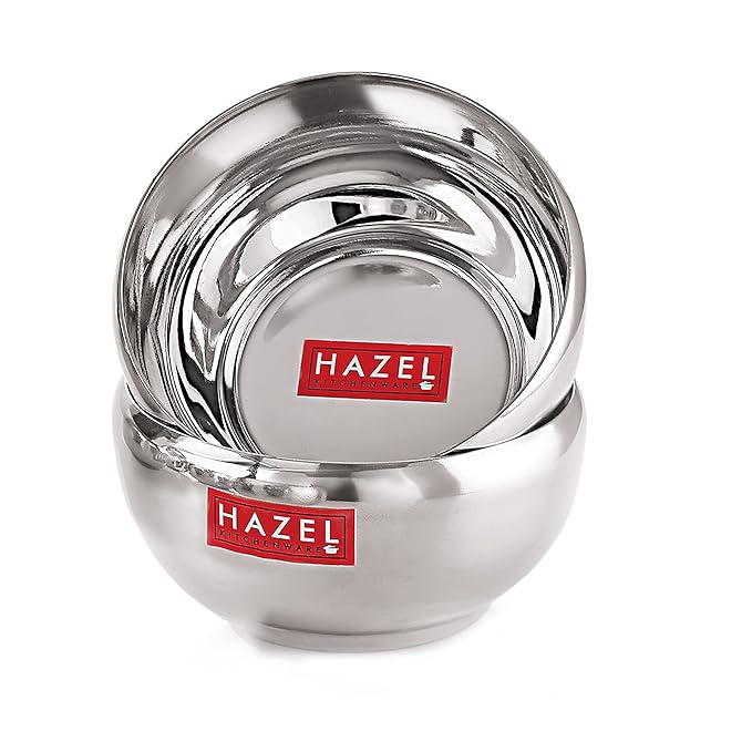 Hazel Stainless Steel Serving Bowl Bowl for Dessert Cereal Smoothie Steel Katori for Serving 200 ml Silver