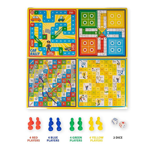 Ratna's 5 in 1 Business Senior Game With Plastic Coins Along With Other Board Games for Kids & Adults