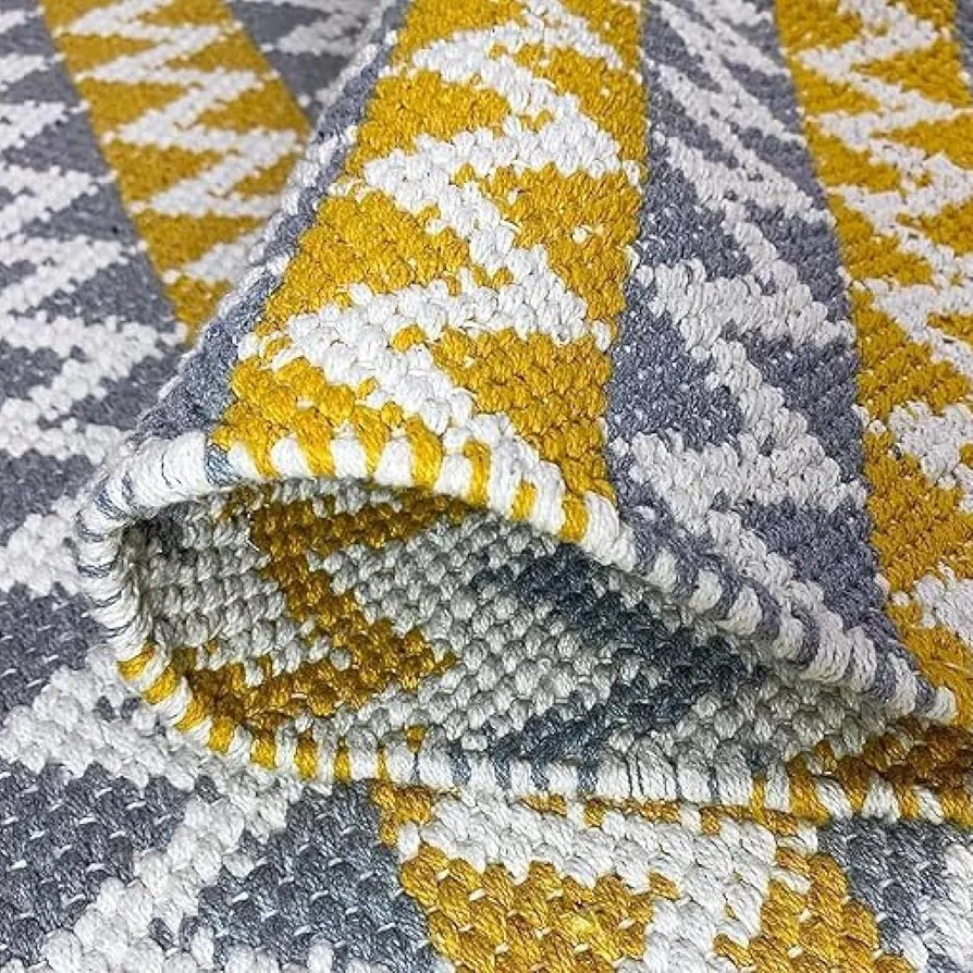 Sajavat Home Cotton Rectangular Floor Rug Colour Yellow