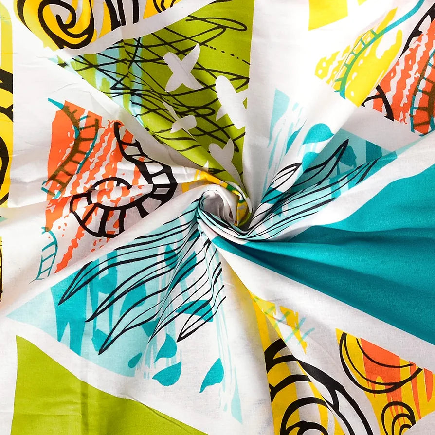 Divine Casa 144 TC 100% Cotton Double Bedsheet with 2 Pillow Covers Abstract Pattern Colour Mustard