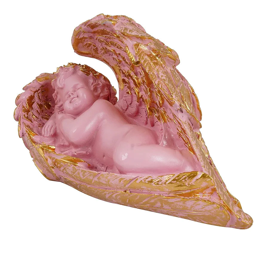 Zart Angel Girl Showpiece for Home Decor Winged Fairy Statue Angel Pink SHG