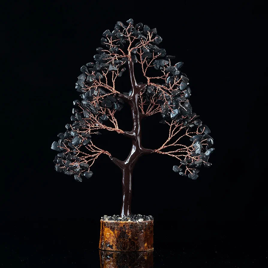 HindCraft Black Tourmaline Crystal Tree Copper Wire 10-12 inch