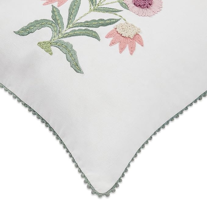 Haus & kinder Decorative Embroidered Cushion Cover | Colour Lone Flower
