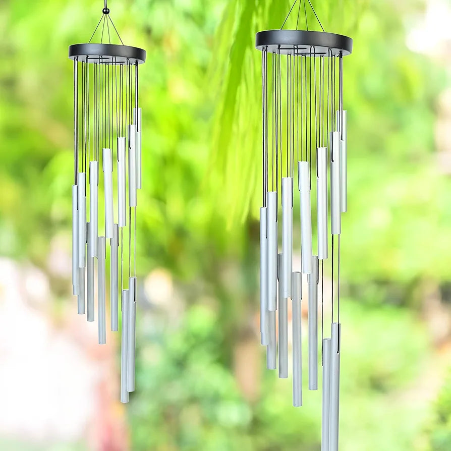 Wind Chimes for Home Décor Silver 12-Pipe Wind Chime -022