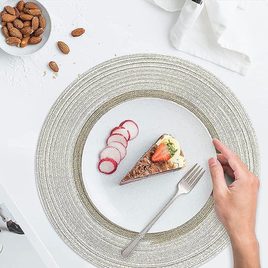 Spatlus Jute Placemats Set of 4 Heat Resistant Round Place Mats Natural Jute Cream Table Mats